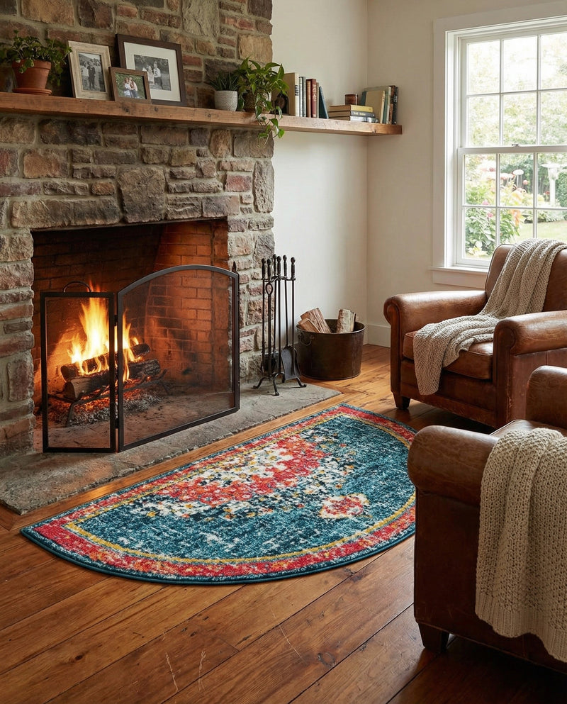 Brighton Terrace Collection Area Rug - Hove (Blue) Hearth Blue  lifestyle 52