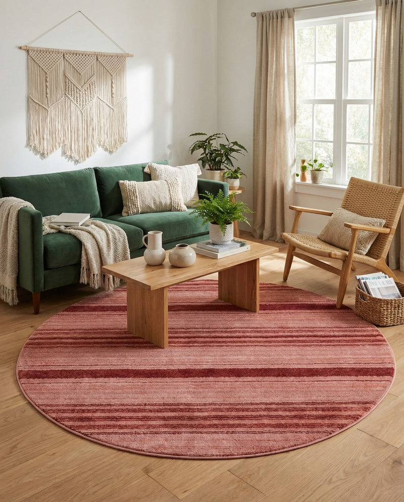 Jewel Oasis Collection Area Rug - Sapphire (Rusty Pink Rose) Round Rusty Pink Rose  lifestyle 52