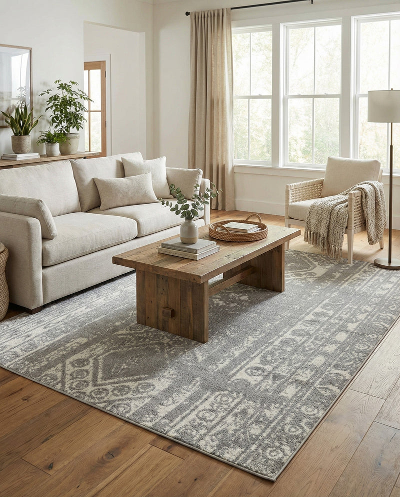 Brighton Stripes Collection Area Rug - Sussex (Gray and Ivory) Rectangle Gray and Ivory  lifestyle 13