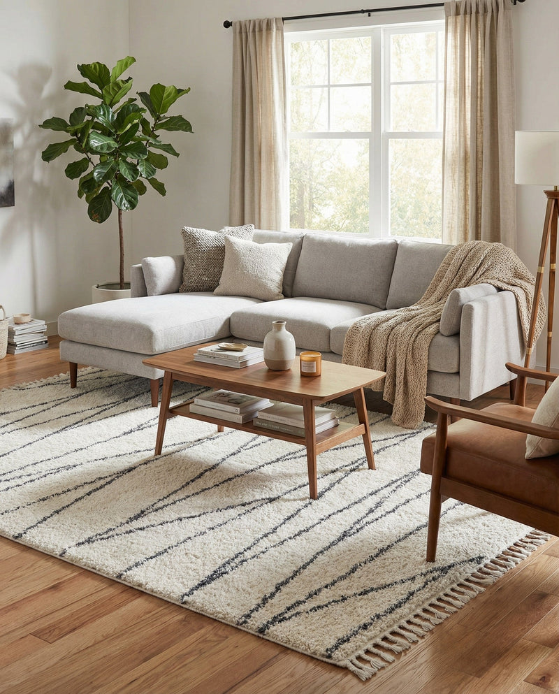 Tranquil Tides Shag Collection Area Rug -  Frost Rectangle White  lifestyle 13