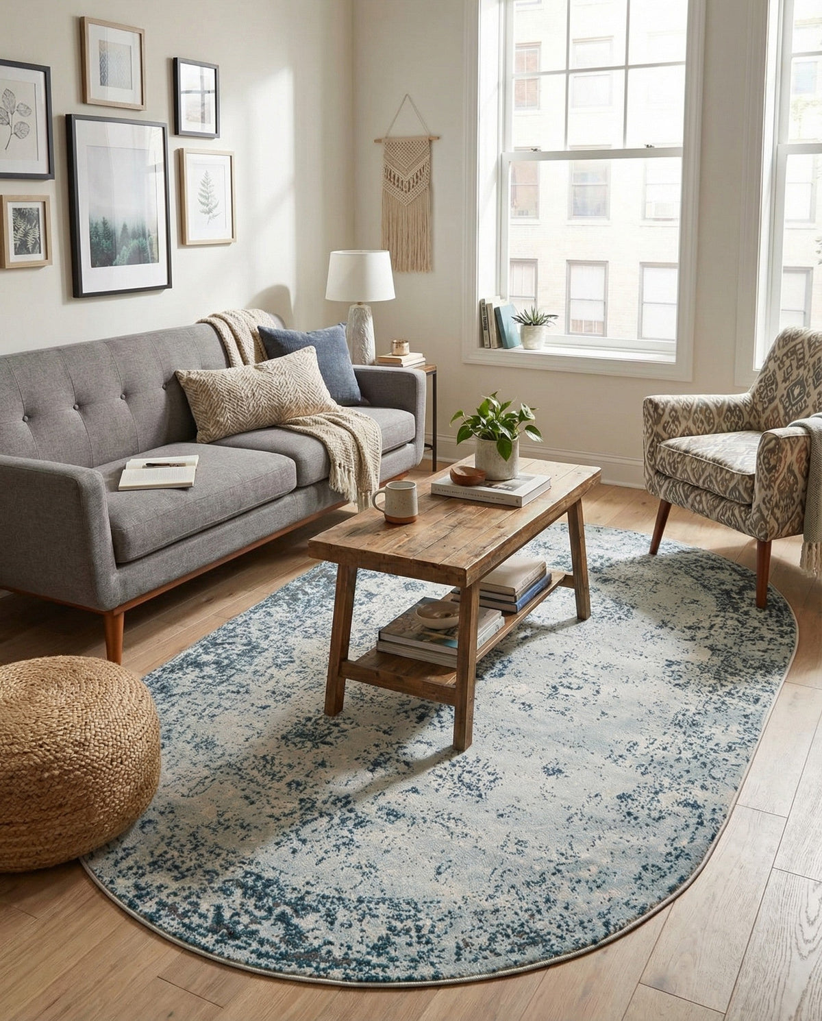 Riviera Elegance Collection Area Rug - Antibes (Light Blue) Oval Light Blue  lifestyle 47