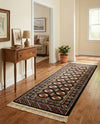 Samarkand Elegance Collection Area Rug -  Margilan (Black) Runner Black  lifestyle 65
