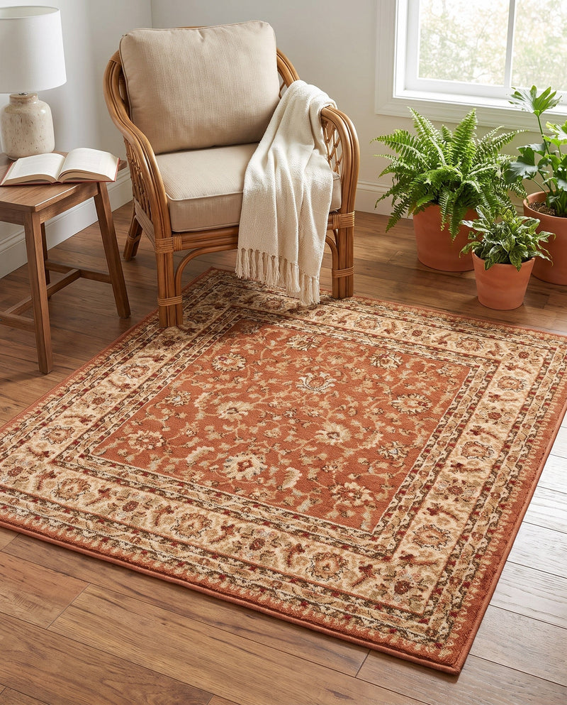 Jaipur Elegance Collection Area Rug -  Nahargarh (Brick Red Light Rose) Square Brick Red Light Rose  lifestyle 60