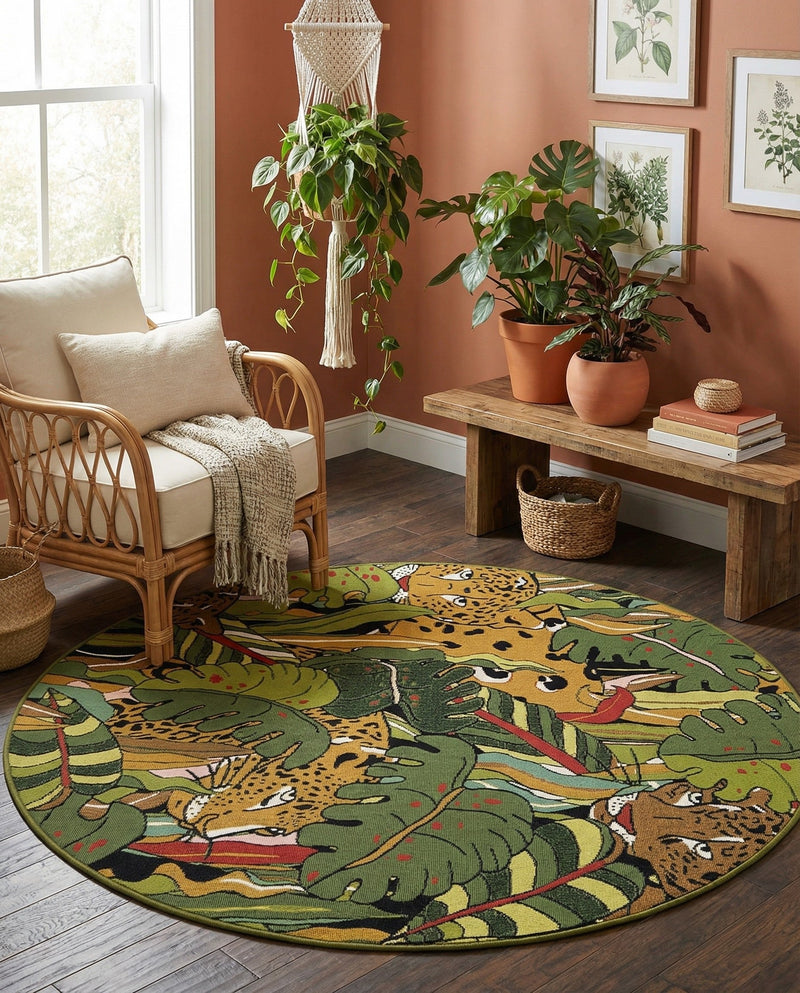 Seaside Blooms Collection Area Rug -  Sorrento Round Green  lifestyle 52