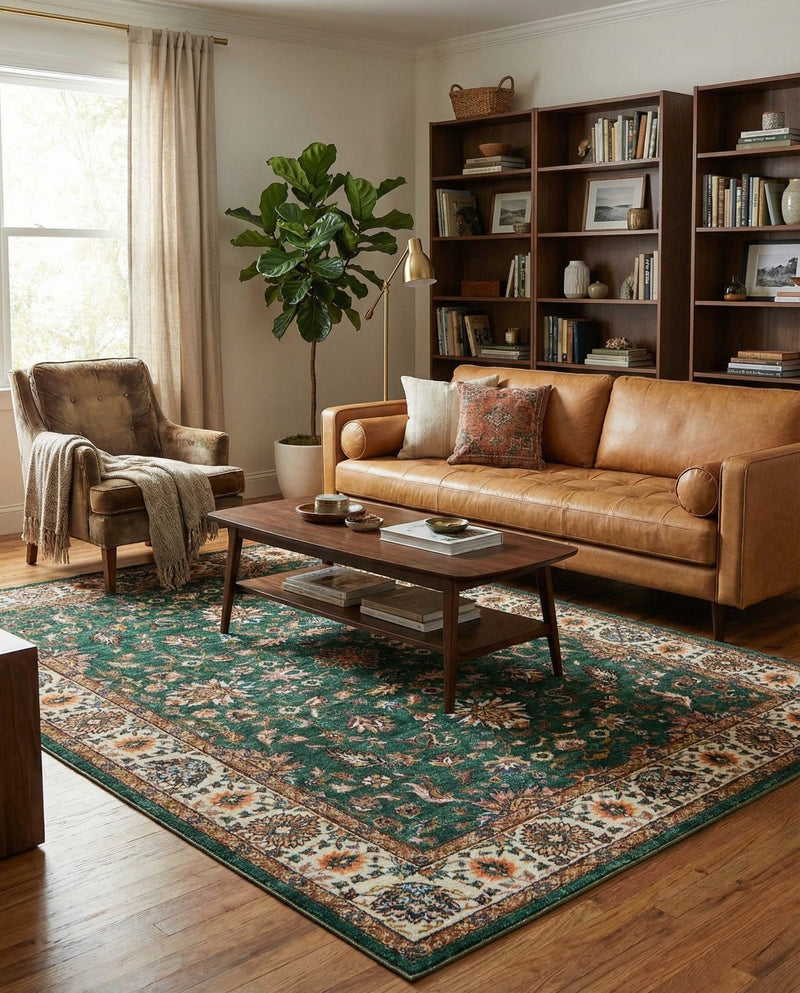 Casablanca Tapestry Collection Area Rug -  Marrakech (Emerald Green) Rectangle Emerald Green  lifestyle 3