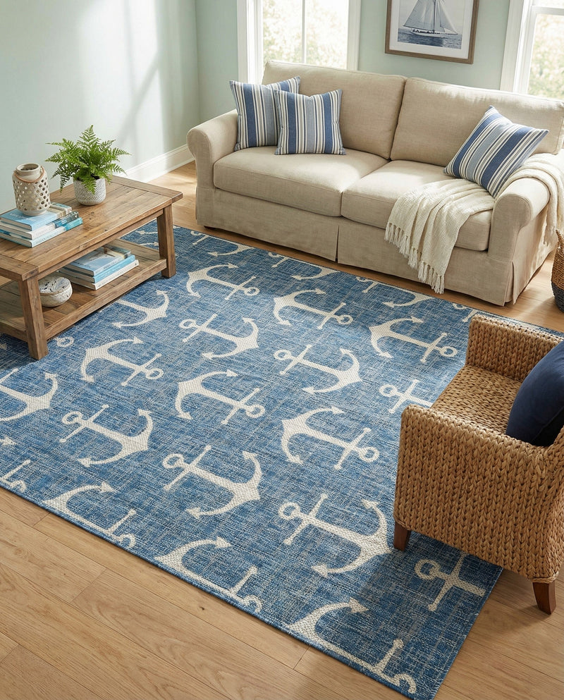 Seaside Haven Rugs Collection Area Rug - Sapphire (Blue) Rectangle Blue  lifestyle 8