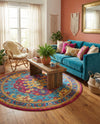 Caribbean Cove Collection Area Rug -  Canouan Round Pink Blue  lifestyle 25