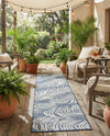Seaside Blooms Collection Area Rug - Verdure (Blue) Runner Blue  lifestyle 31