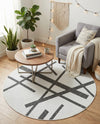 Urban Terrace Collection Area Rug -  Bowery Round Black and White  lifestyle 42