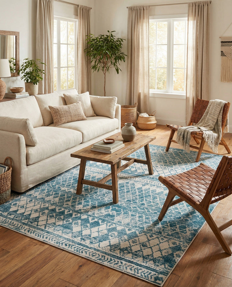 Dresden Elegance Collection Area Rug -  Zittau Rectangle Blue  lifestyle 80