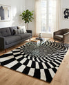 Cyclone Wool Collection Area Rug - Tornado Rectangle Black and White  lifestyle 5