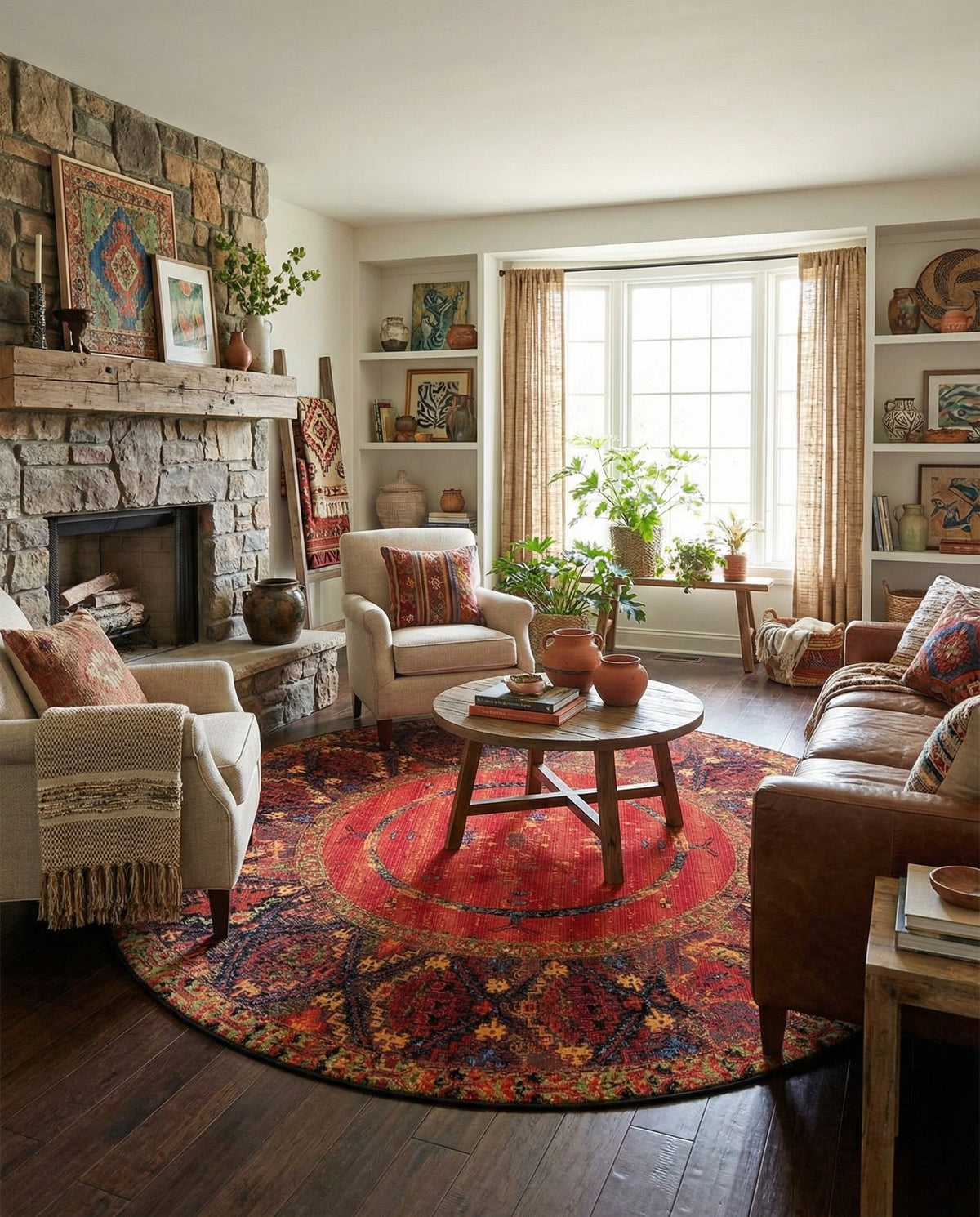 Safari Escape Rugs Collection Area Rug - Serengeti Round Multi  lifestyle 88