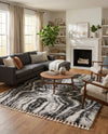 Cozy Cove Shag Collection Area Rug -  Seabreeze Rectangle Black and White  lifestyle 16