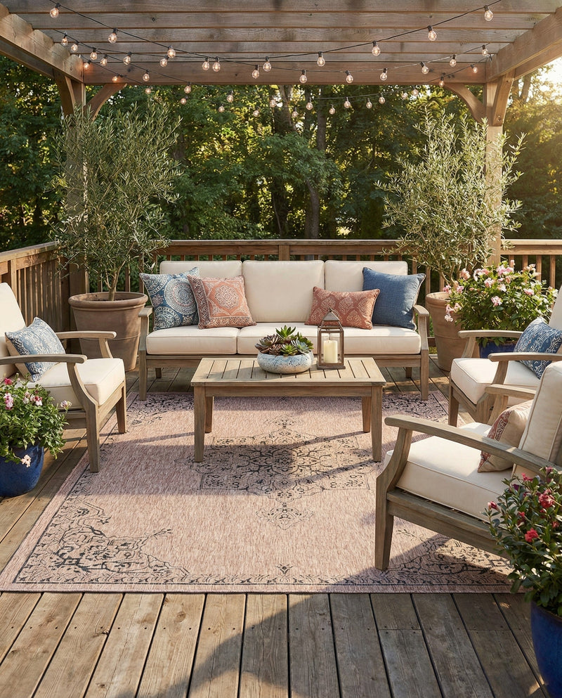 Patio Heritage Collection Area Rug -  Charleston (Beige) Rectangle Beige  lifestyle 4