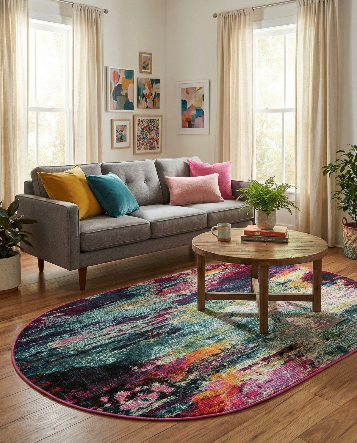 Chromatic Oasis Collection Area Rug -  Oasis Oval Multi  lifestyle 100