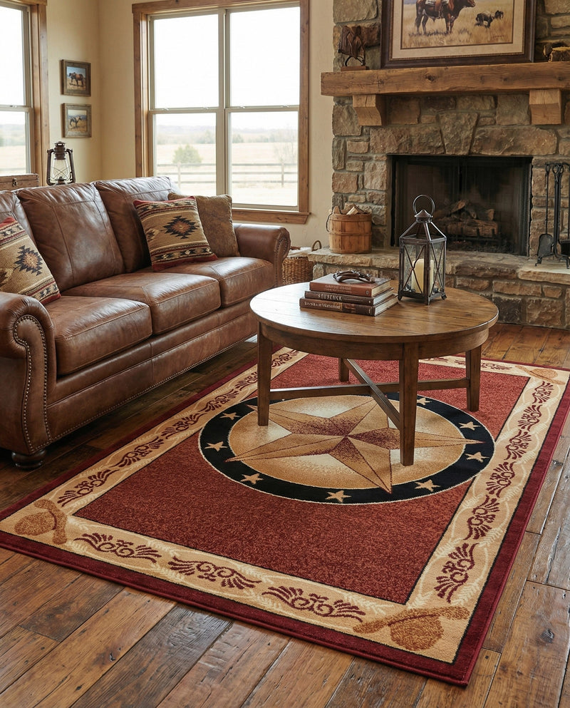 Frontier Trails Collection Area Rug - Redwood Rectangle Red  lifestyle 34