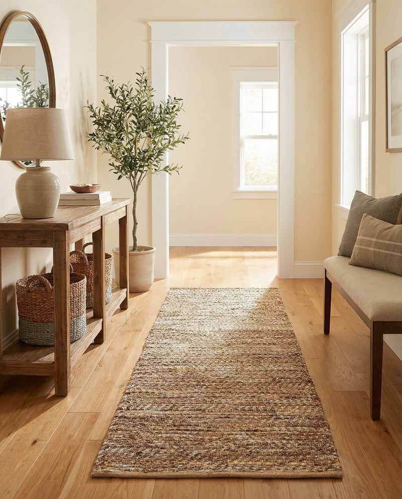 Urban Shimmer Jute Collection Area Rug - Metropolis Runner Natural  lifestyle 46