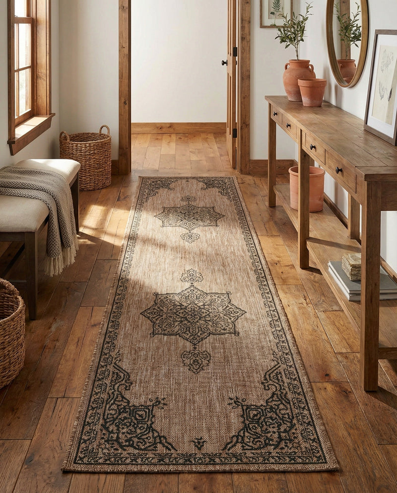 Patio Heritage Collection Area Rug -  Charleston (Beige) Runner Beige  lifestyle 68