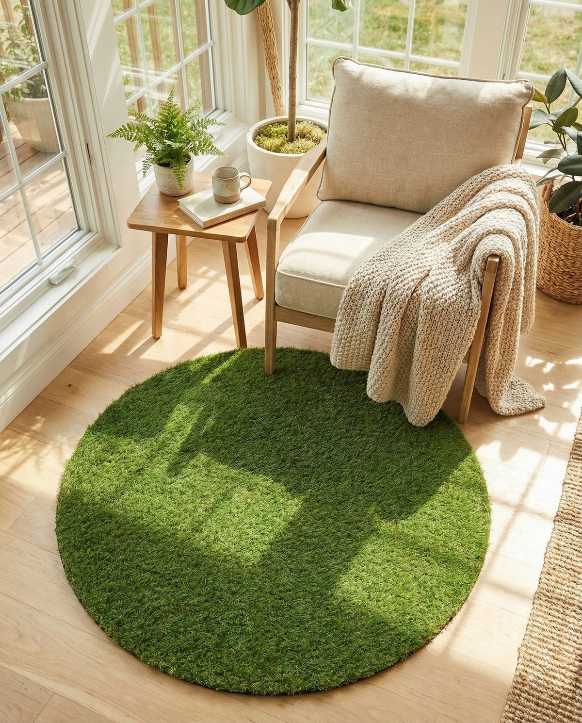 Meadow Retreat Collection Area Rug - Glen Round Green  lifestyle 119