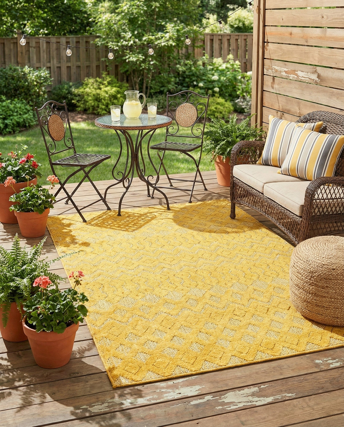 Garden Lattice Charm Collection Area Rug -  Pergola (Yellow) Rectangle Yellow  lifestyle 9