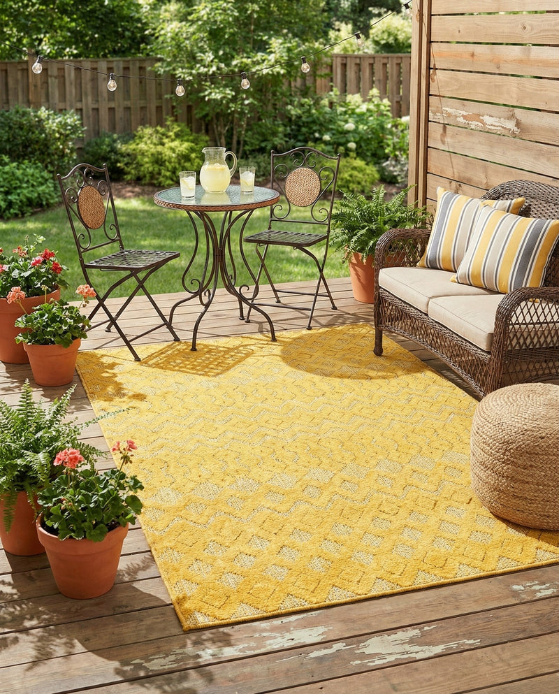 Garden Lattice Charm Collection Area Rug -  Pergola (Yellow) Rectangle Yellow  lifestyle 9