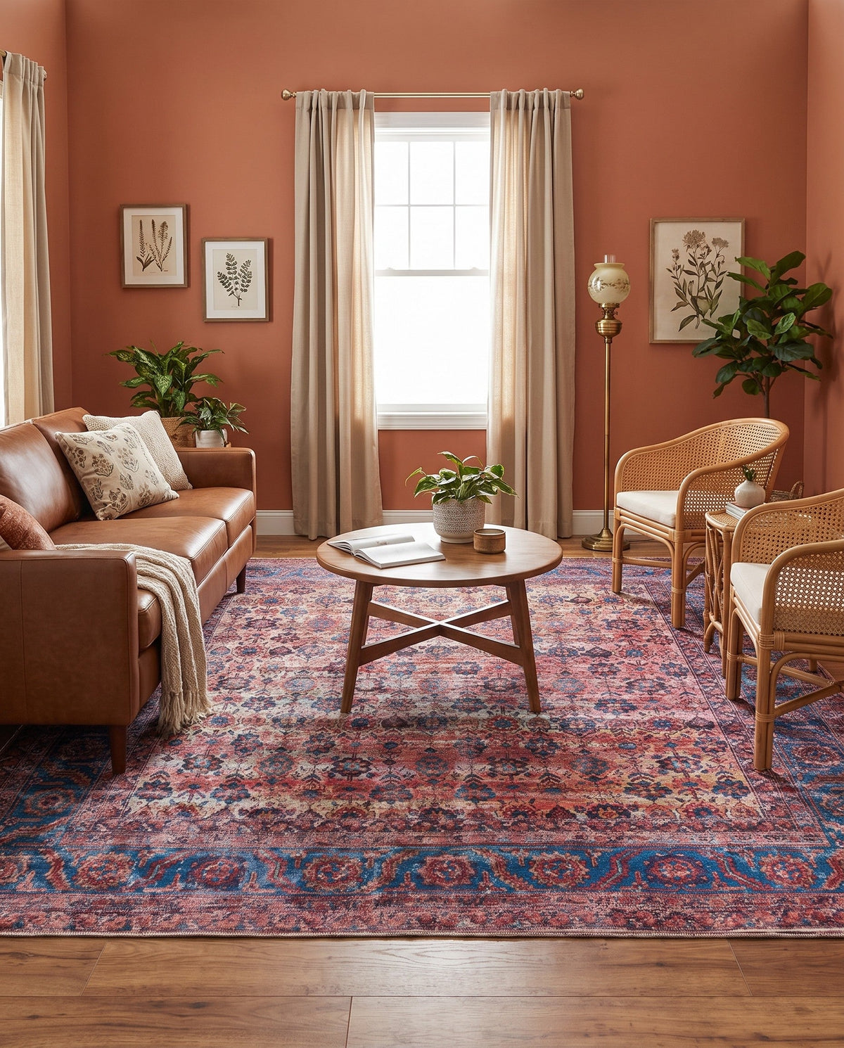 Zahara Oasis Collection Area Rug -  Meknes Square Antique Pink  lifestyle 108