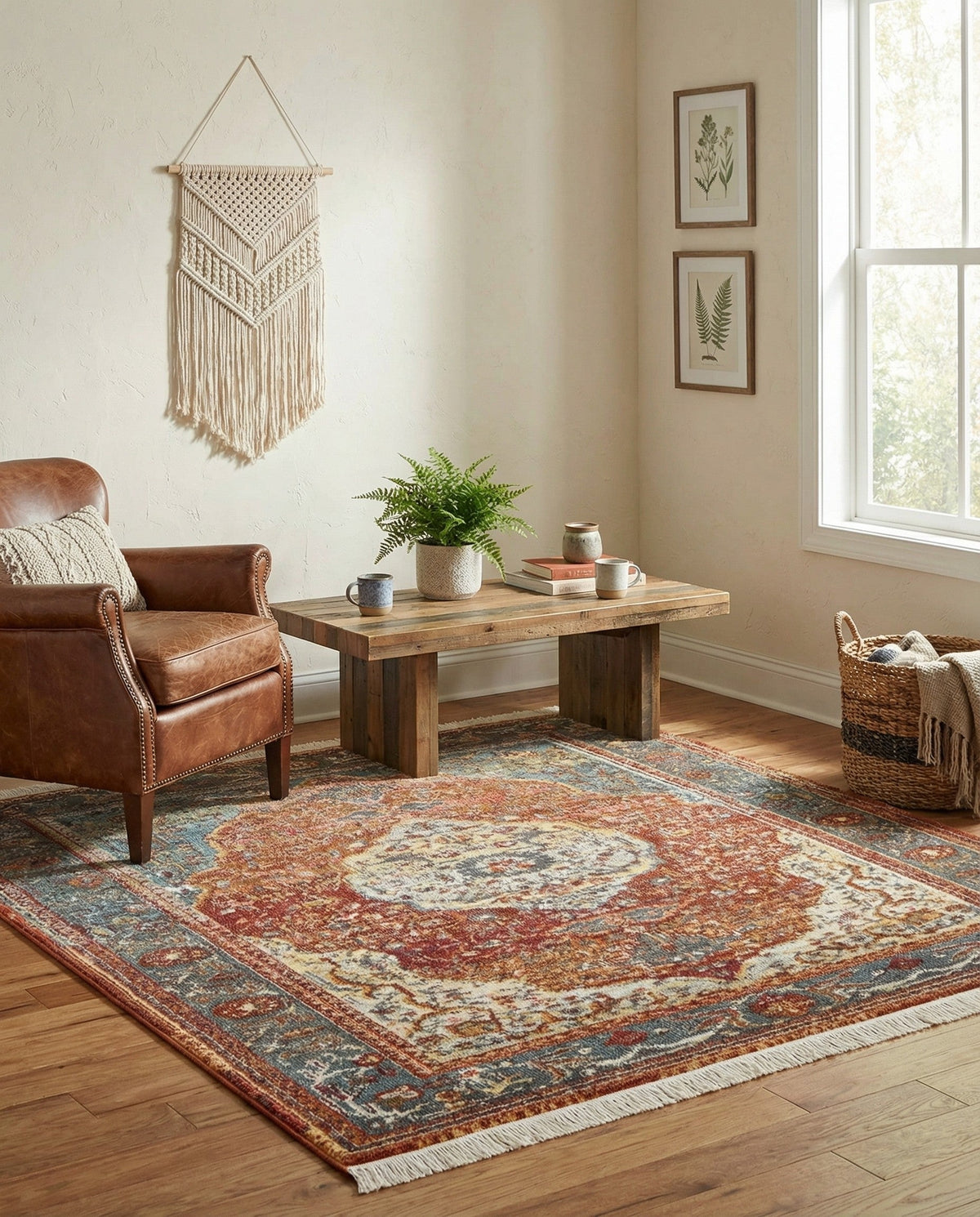 Caribbean Breeze Collection Area Rug -  Vieques Square Rust Red  lifestyle 92