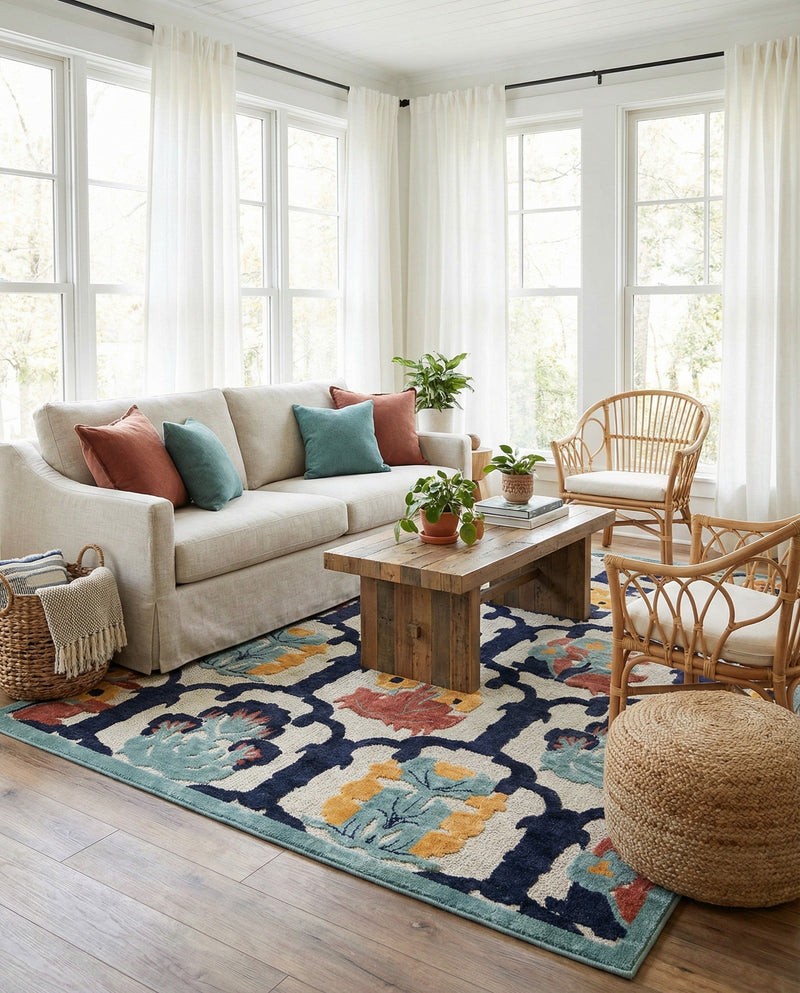 Caribbean Terrace Collection Area Rug -  Dominica Rectangle Ivory  lifestyle 18