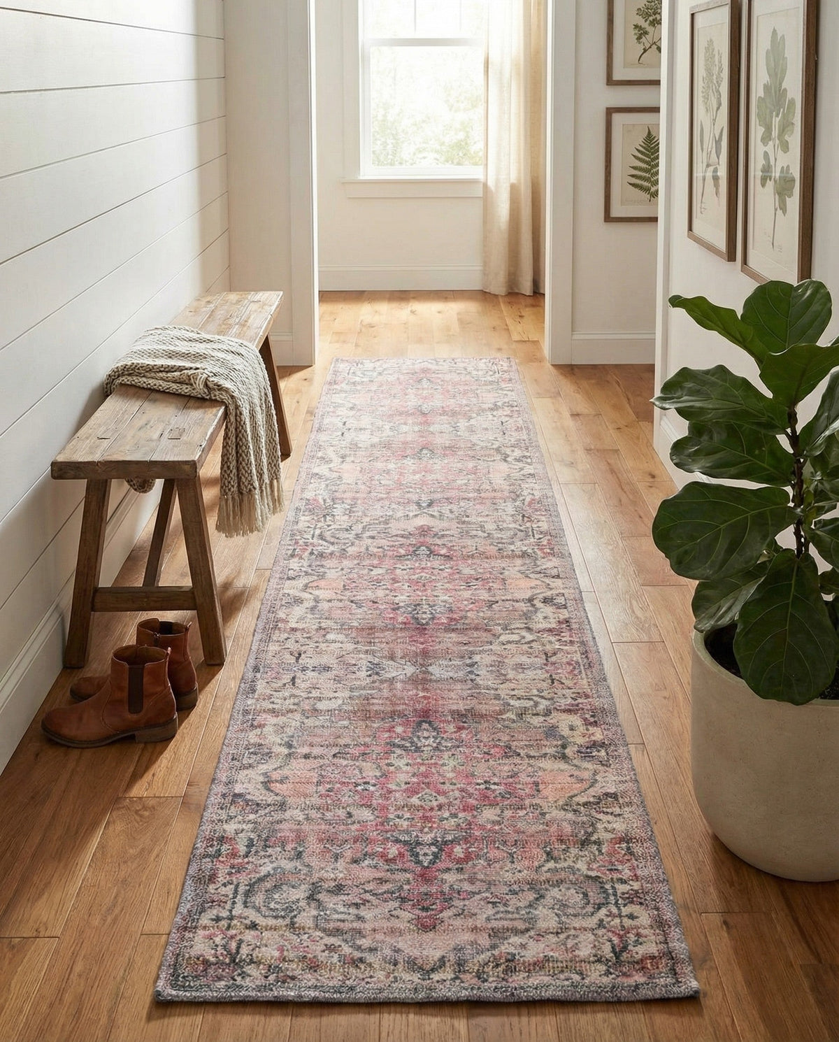 Vintage Memories Collection Area Rug - Echoes Runner Beige pink  lifestyle 86