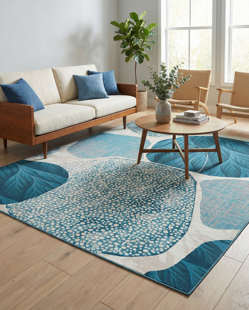Urban Terrace Collection Area Rug -  Courtyard Rectangle Blue and Ivory  lifestyle 17