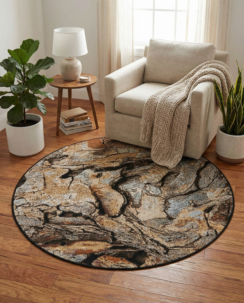 Urban Terrace Collection Area Rug -  Horizon Round Multi  lifestyle 57