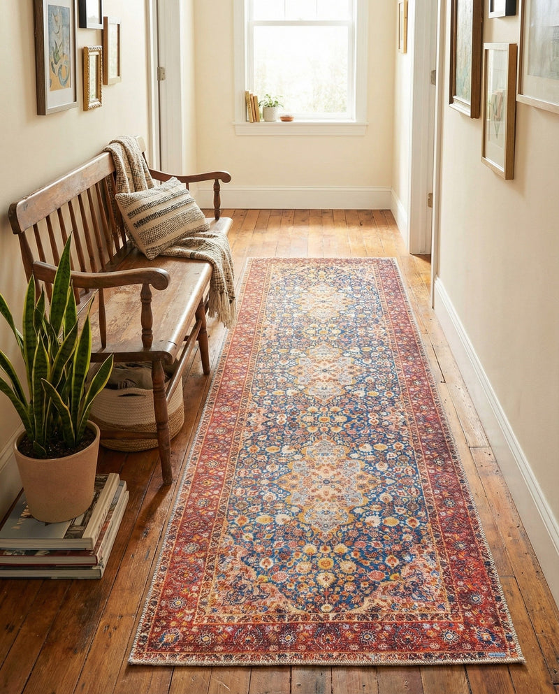 Heritage Elegance Collection Area Rug -  Hearst Runner Navy Blue  lifestyle 41