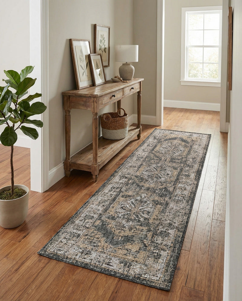 Patio Heritage Collection Area Rug -  Augusta (Charcoal) Runner Charcoal  lifestyle 61