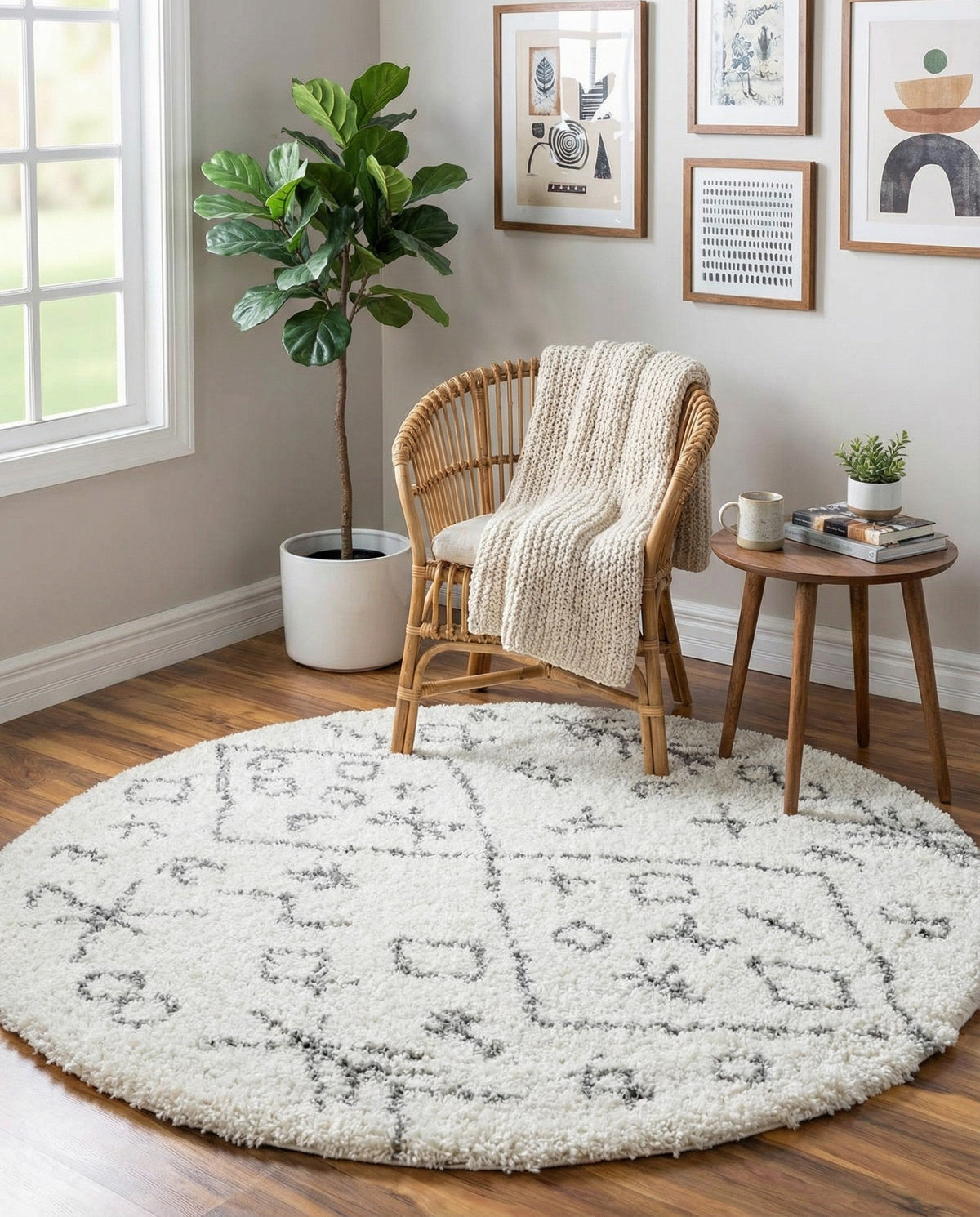 Casablanca Comfort Collection Area Rug - Sahara Round Pure Ivory  lifestyle 68