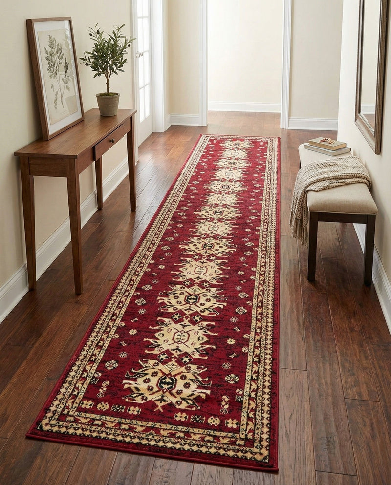 Tabriz Tapestries Collection Area Rug - Azerbaijan (Red) Runner Red  lifestyle 47