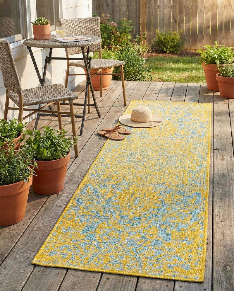 Urban Oasis Rugs Collection Area Rug -  Penthouse (Yellow and Aqua) Runner Yellow and Aqua  lifestyle 56