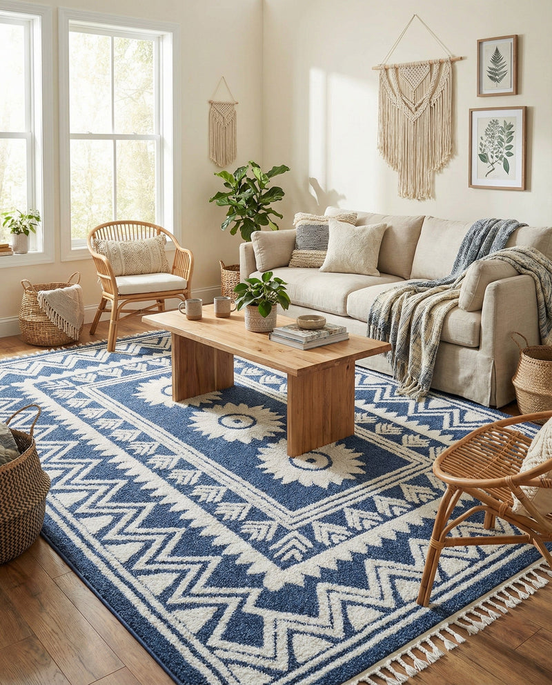 Sahara Chic Collection Area Rug -  Tangier Rectangle Blue  lifestyle 11