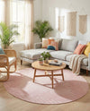 Urban Terrace Collection Area Rug -  Chelsea (Pink) Round Pink  lifestyle 77