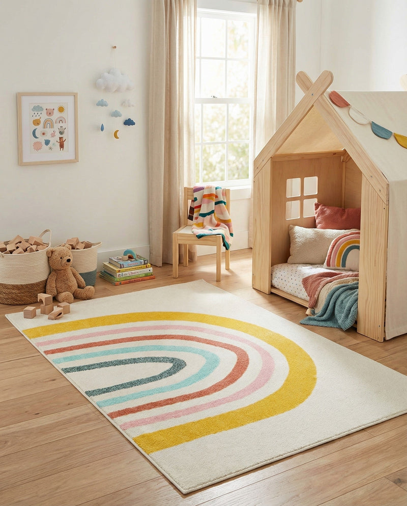 Wonder Tykes Collection Area Rug -  Illusion Rectangle Ivory  lifestyle 6