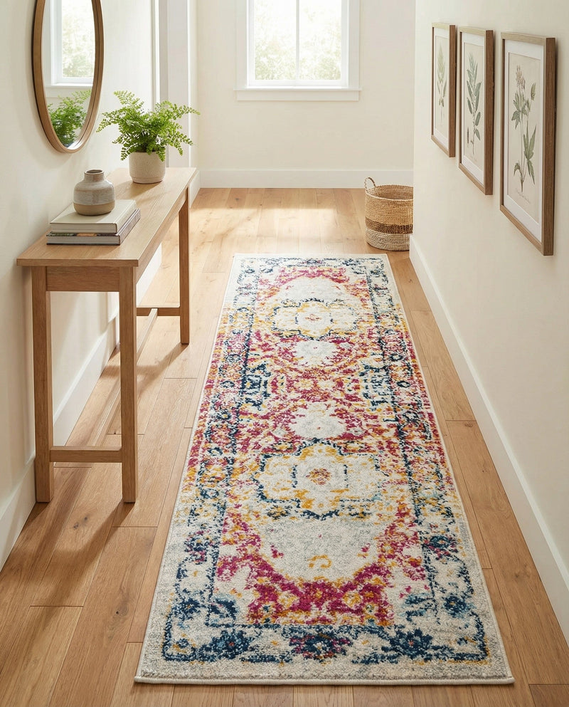 Parisian Elegance Collection Area Rug - Versailles (Pink Gray) Runner Pink Gray  lifestyle 38