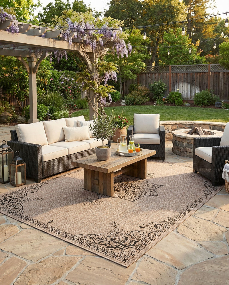 Patio Heritage Collection Area Rug -  Charleston (Beige) Rectangle Beige  lifestyle 22