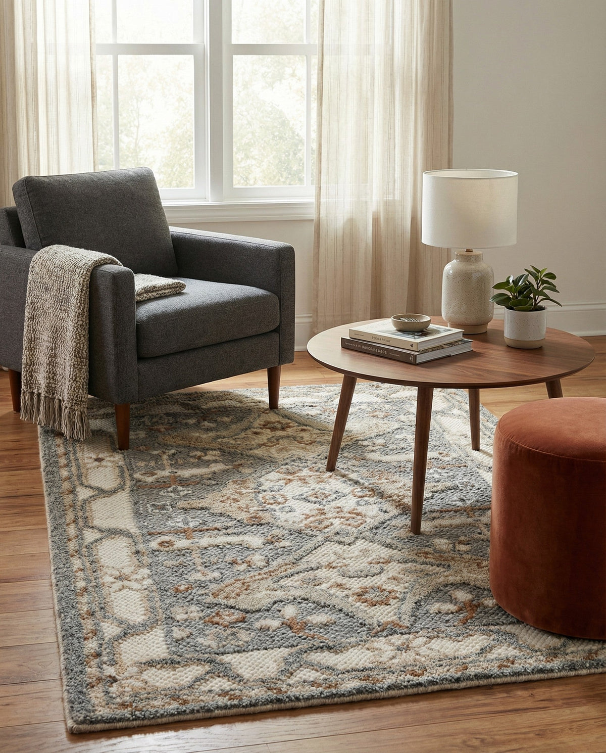 Byzantine Heritage Collection Area Rug - Istanbul Rectangle Antique Gray  lifestyle 6