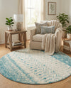 Mediterranean Lattice Collection Area Rug -  Casablanca (Ivory Blue) Round Ivory Blue  lifestyle 65