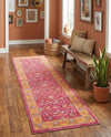 Casablanca Tapestry Collection Area Rug -  Marrakech (Berry Pink) Runner Berry Pink  lifestyle 29