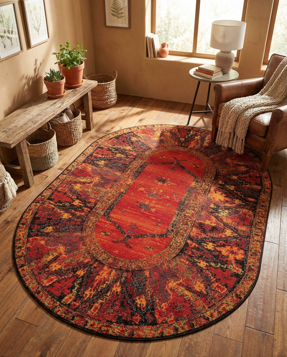 Safari Escape Rugs Collection Area Rug - Serengeti Oval Multi  lifestyle 115