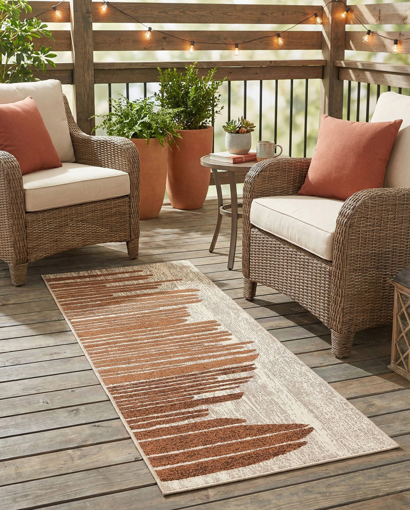 Urban Terrace Collection Area Rug -  Balcony Runner Beige Brown  lifestyle 47