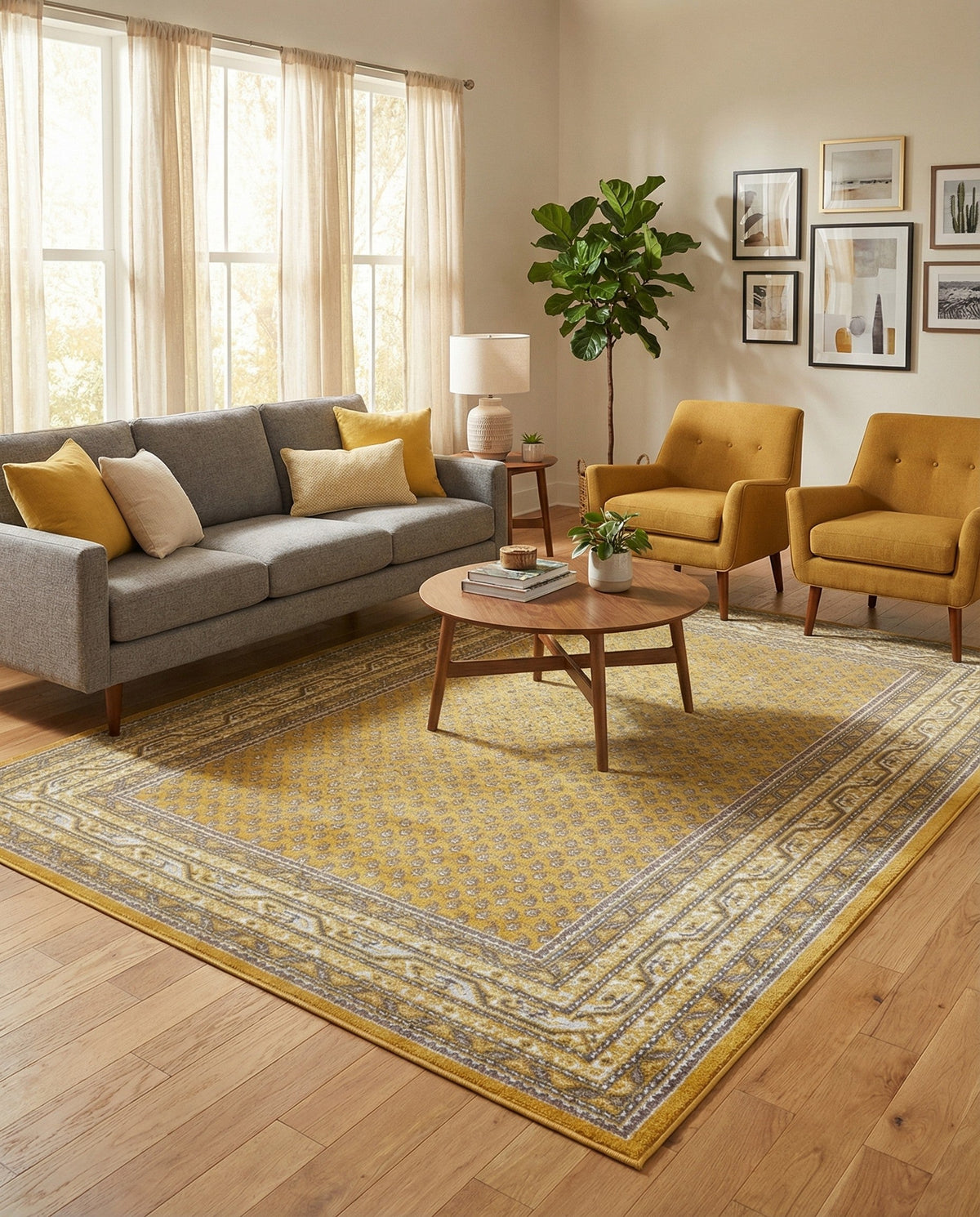 Soho Elegance Collection Area Rug -  Mercer (Yellow) Rectangle Yellow  lifestyle 18