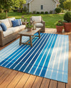 Seaside Stripes Collection Area Rug -  Coral Rectangle Blue  lifestyle 5