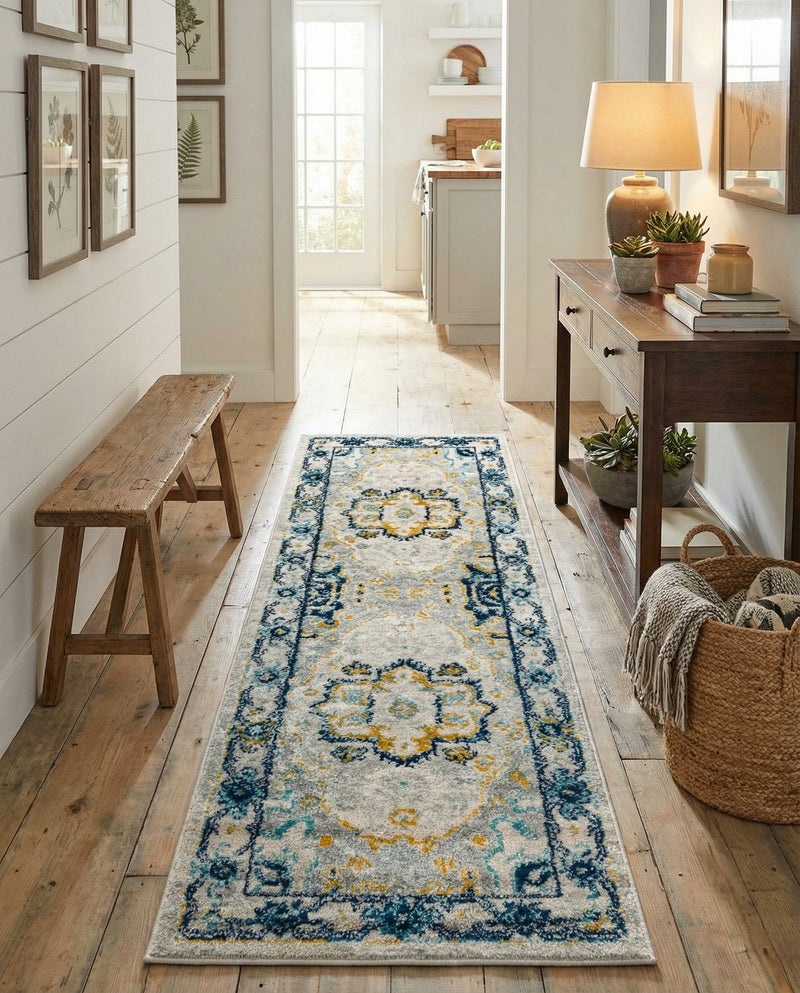 Parisian Elegance Collection Area Rug - Versailles (Gray) Runner Gray  lifestyle 77