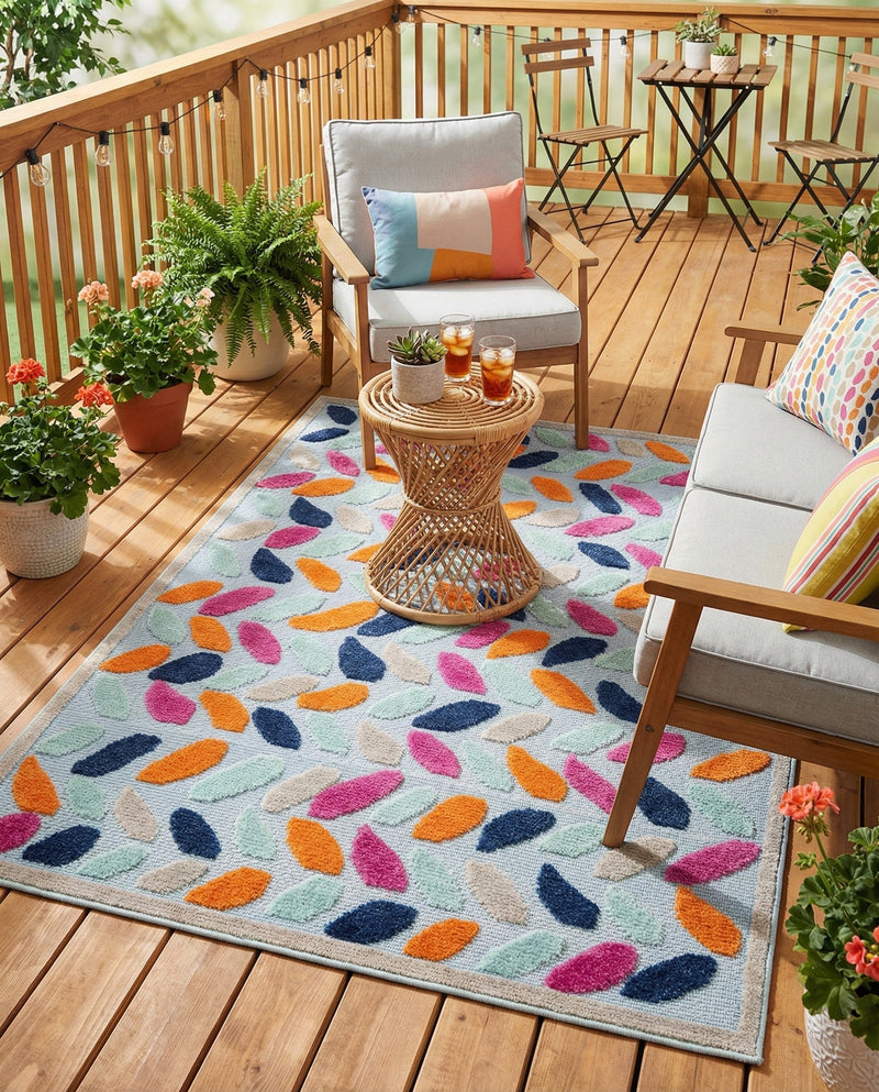 Bahama Breeze Outdoor Collection Area Rug - Nassau Rectangle Blue  lifestyle 29